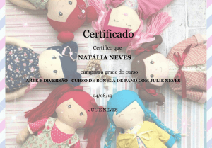 Certificado Curso Arte & Diversão com Julie Neves